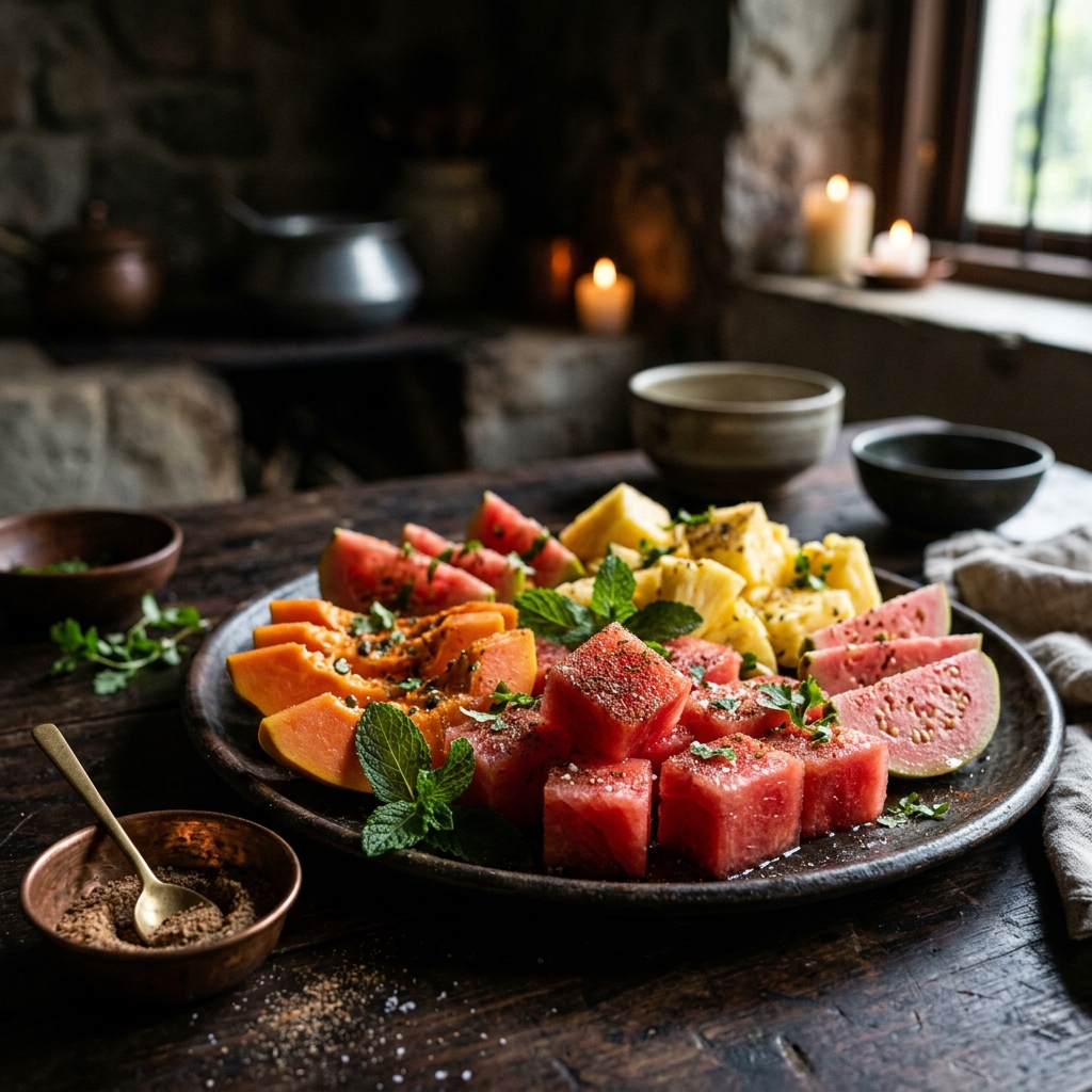 Fresh fruits with Chat Masala