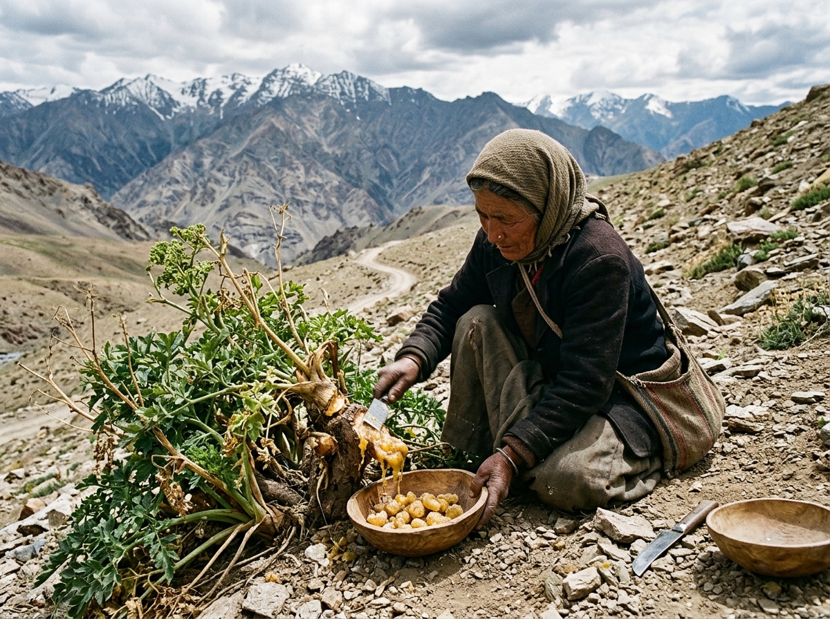 Cold Desert Raw Ferula Gum Resin Harvest